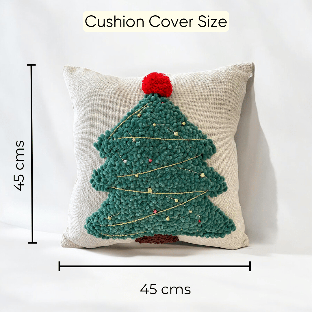 Festive Tree Tufted Christmas Cushion Cover