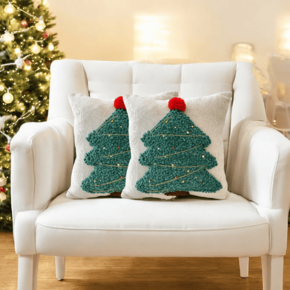 Festive Tree Tufted Christmas Cushion Cover