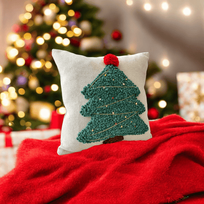 Festive Tree Tufted Christmas Cushion Cover