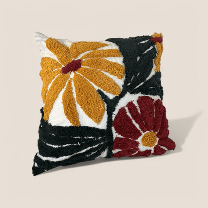 Floral Burst Tufted Cushion Cover