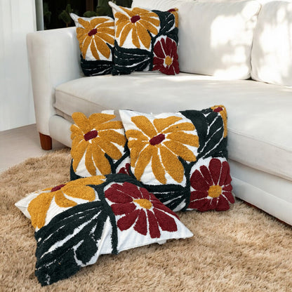 Floral Burst Tufted Cushion Cover