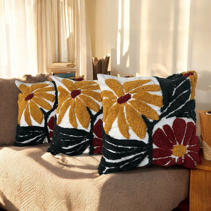 Floral Burst Tufted Cushion Cover