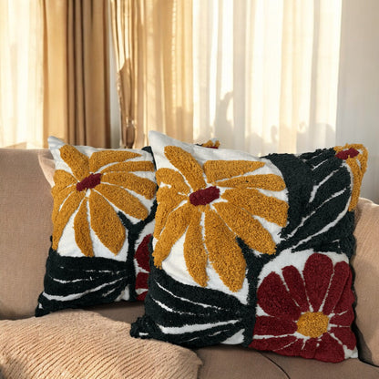 Floral Burst Tufted Cushion Cover