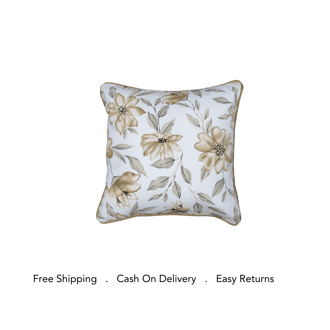 Golden Bloom Cushion Cover