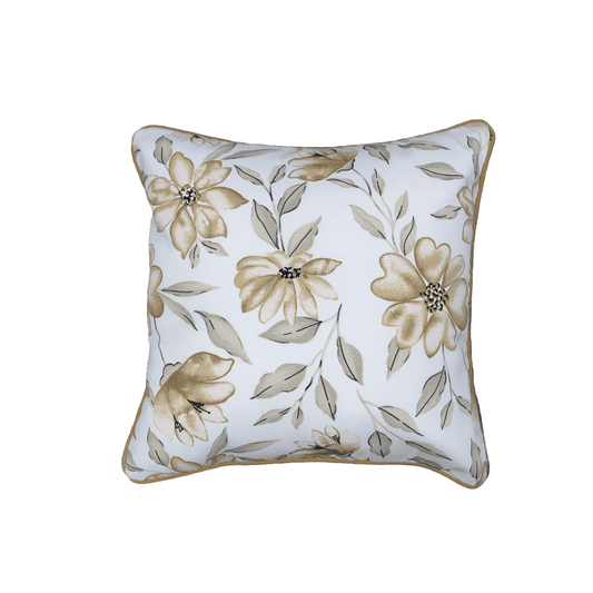 Golden Bloom Embroidered Cushion Cover