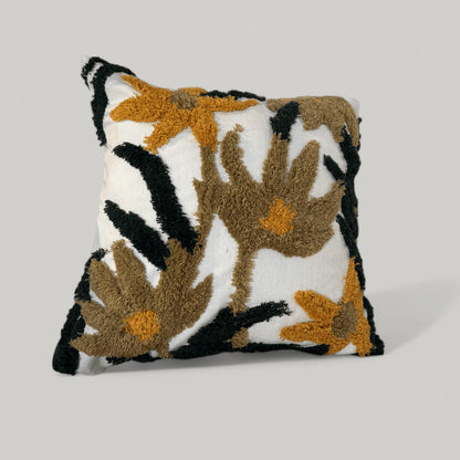 Golden Bloom Tufted Cushion Cover