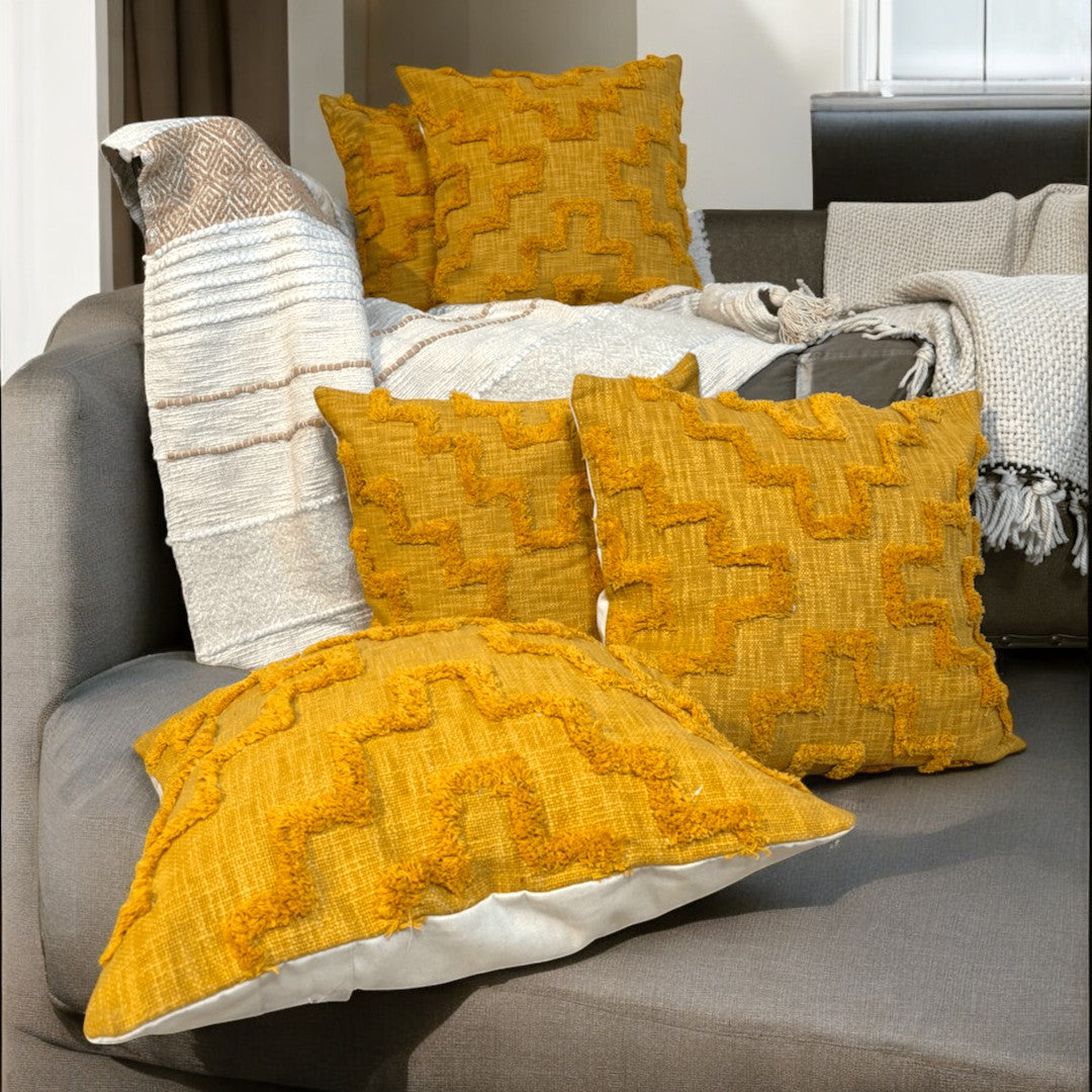 Golden Weave Tufted Cushion Cover