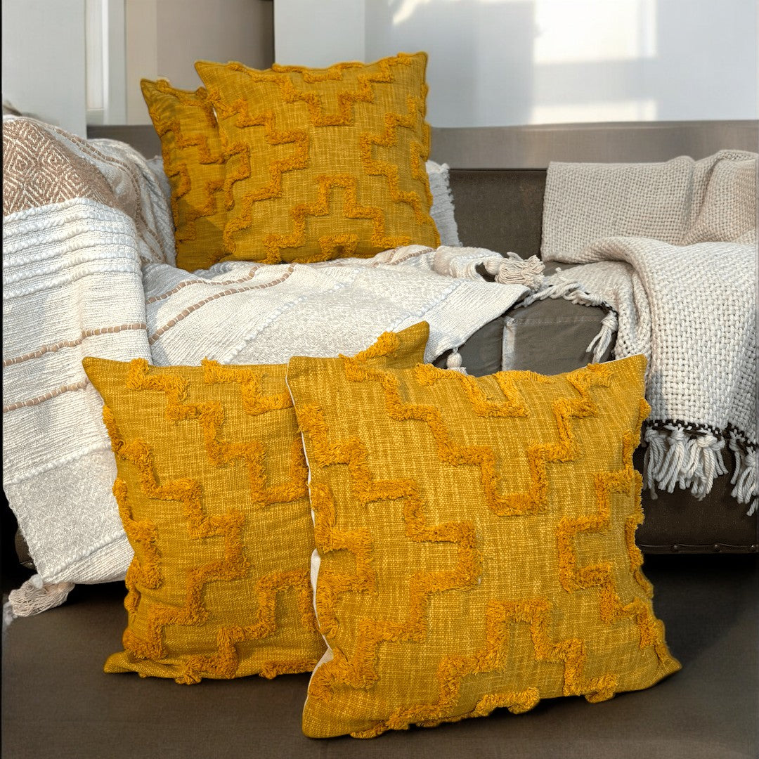 Golden Weave Tufted Cushion Cover