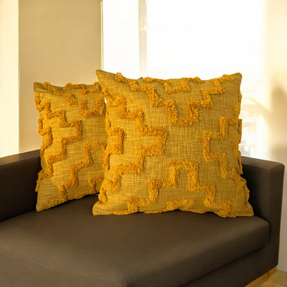 Golden Weave Tufted Cushion Cover