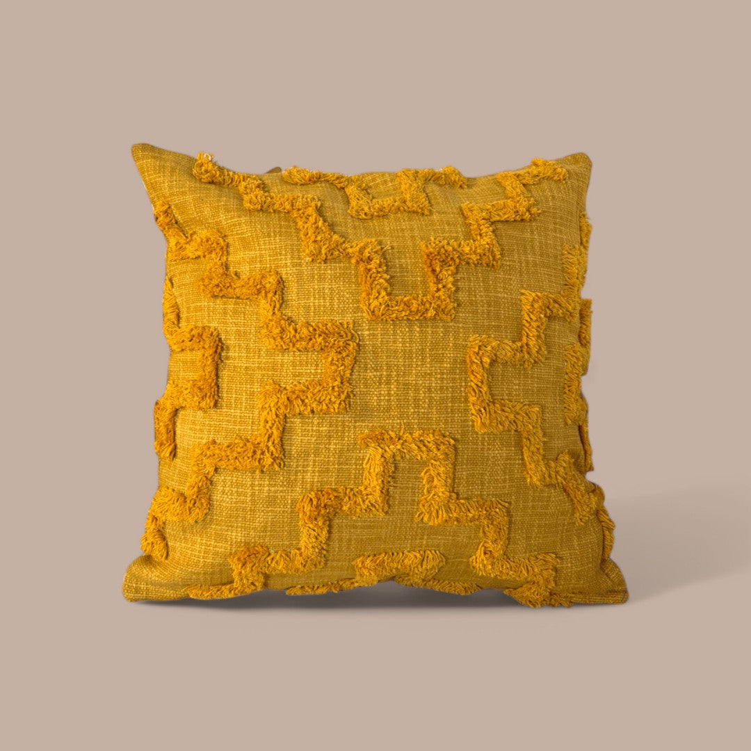 Golden Weave Tufted Cushion Cover