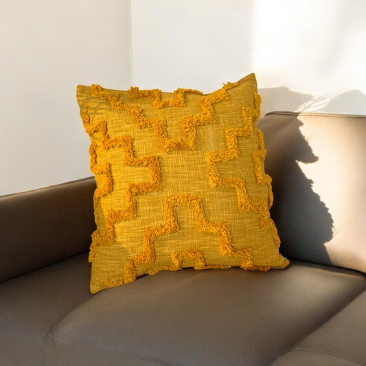 Golden Weave Tufted Cushion Cover