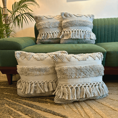 Grey Mist Tufted Cushion Cover