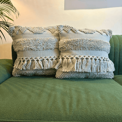 Grey Mist Tufted Cushion Cover