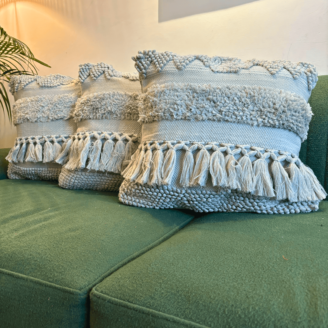 Grey Mist Tufted Cushion Cover