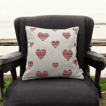 Heart Harmony Handwoven Valentine's Cushion Cover