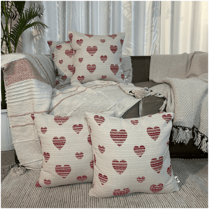 Heart Harmony Handwoven Valentine's Cushion Cover