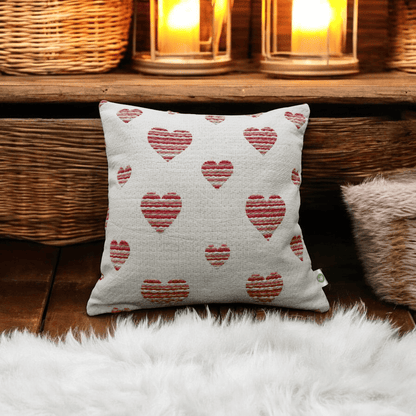 Heart Harmony Handwoven Valentine's Cushion Cover