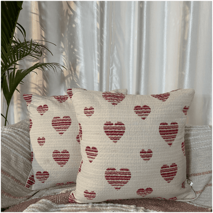 Heart Harmony Handwoven Valentine's Cushion Cover