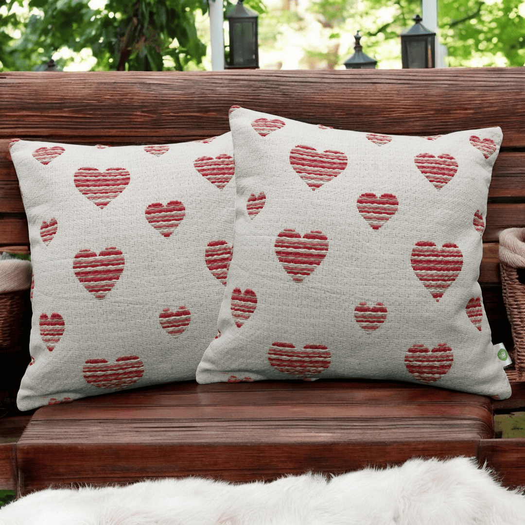 Heart Harmony Handwoven Valentine's Cushion Cover