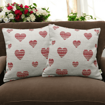 Heart Harmony Handwoven Valentine's Cushion Cover