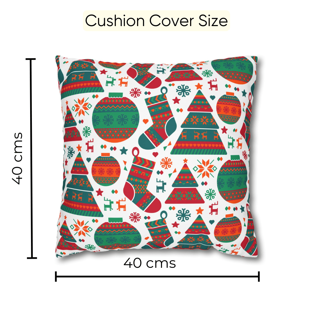 Holiday Icons Velvet  Christmas Cushion Cover