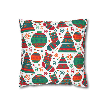 Holiday Icons Velvet  Christmas Cushion Cover