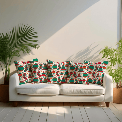 Holiday Icons Velvet  Christmas Cushion Cover