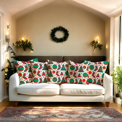 Holiday Icons Velvet  Christmas Cushion Cover