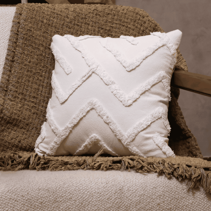 Ivory Chevron Tufted Cushion Cover