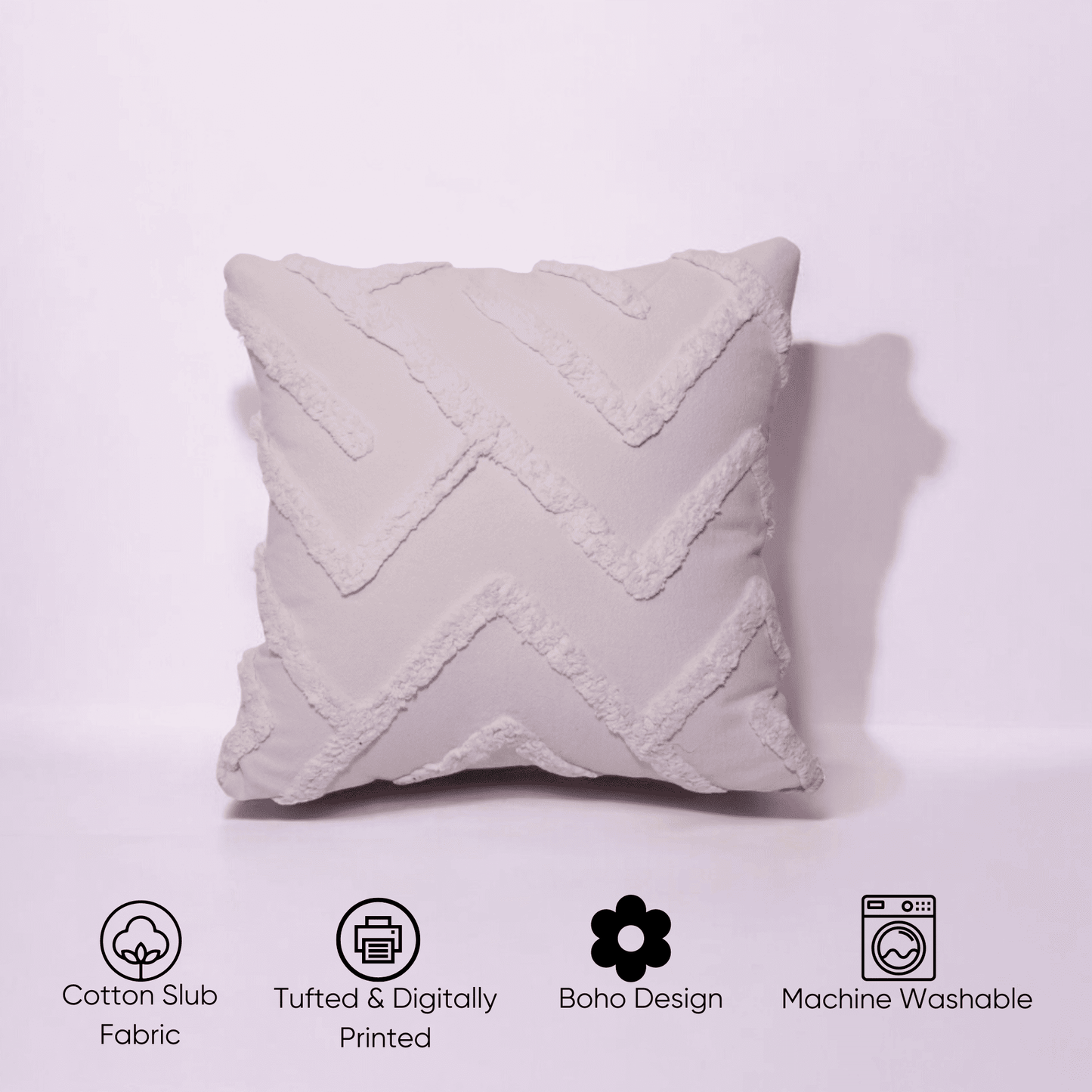 Ivory Chevron Tufted Cushion Cover