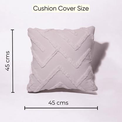 Ivory Chevron Tufted Cushion Cover - Set of 5