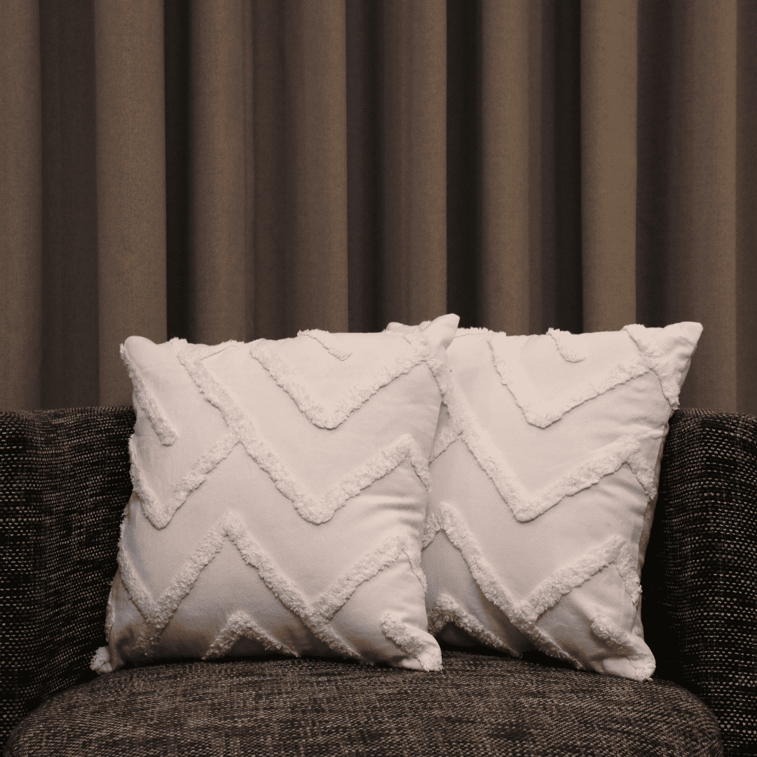 Ivory Chevron Tufted Cushion Cover