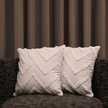 Ivory Chevron Tufted Cushion Cover