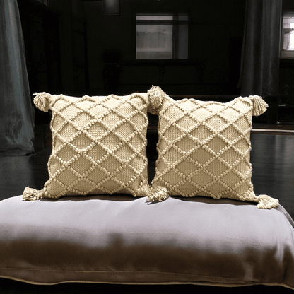 Ivory Diamond Tufted Cushion Cover