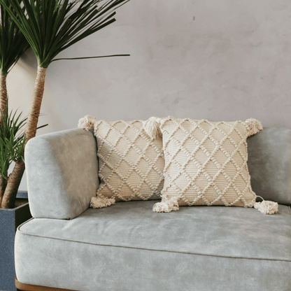 Ivory Diamond Tufted Cushion Cover