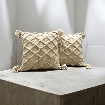 Ivory Diamond Tufted Cushion Cover