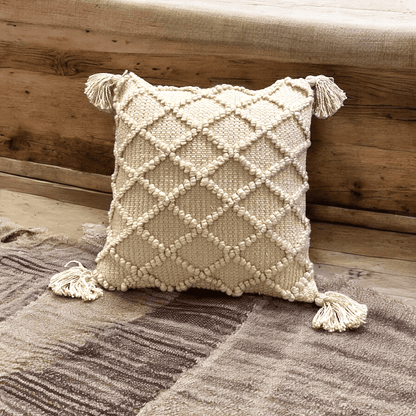 Ivory Diamond Tufted Cushion Cover