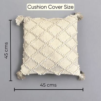 Ivory Diamond Tufted Cushion Cover