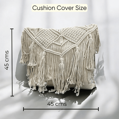 Macramé Elegance Fringed Cushion Cover