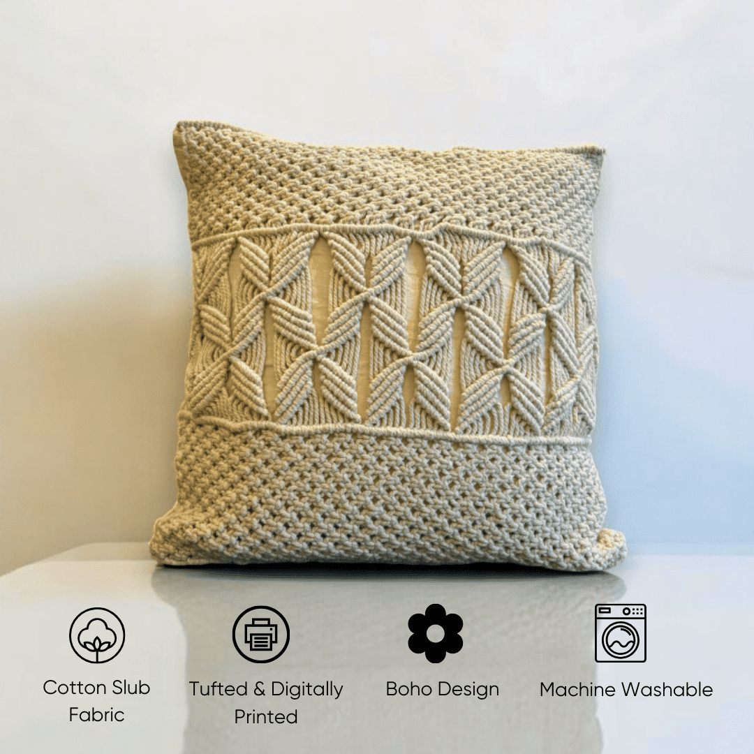 Macrame Knotwork Tufted Cushion Cover - Set of 5