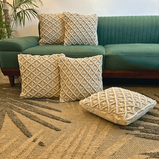 Macrame Starburst Tufted  Cushion Cover - Set of 5