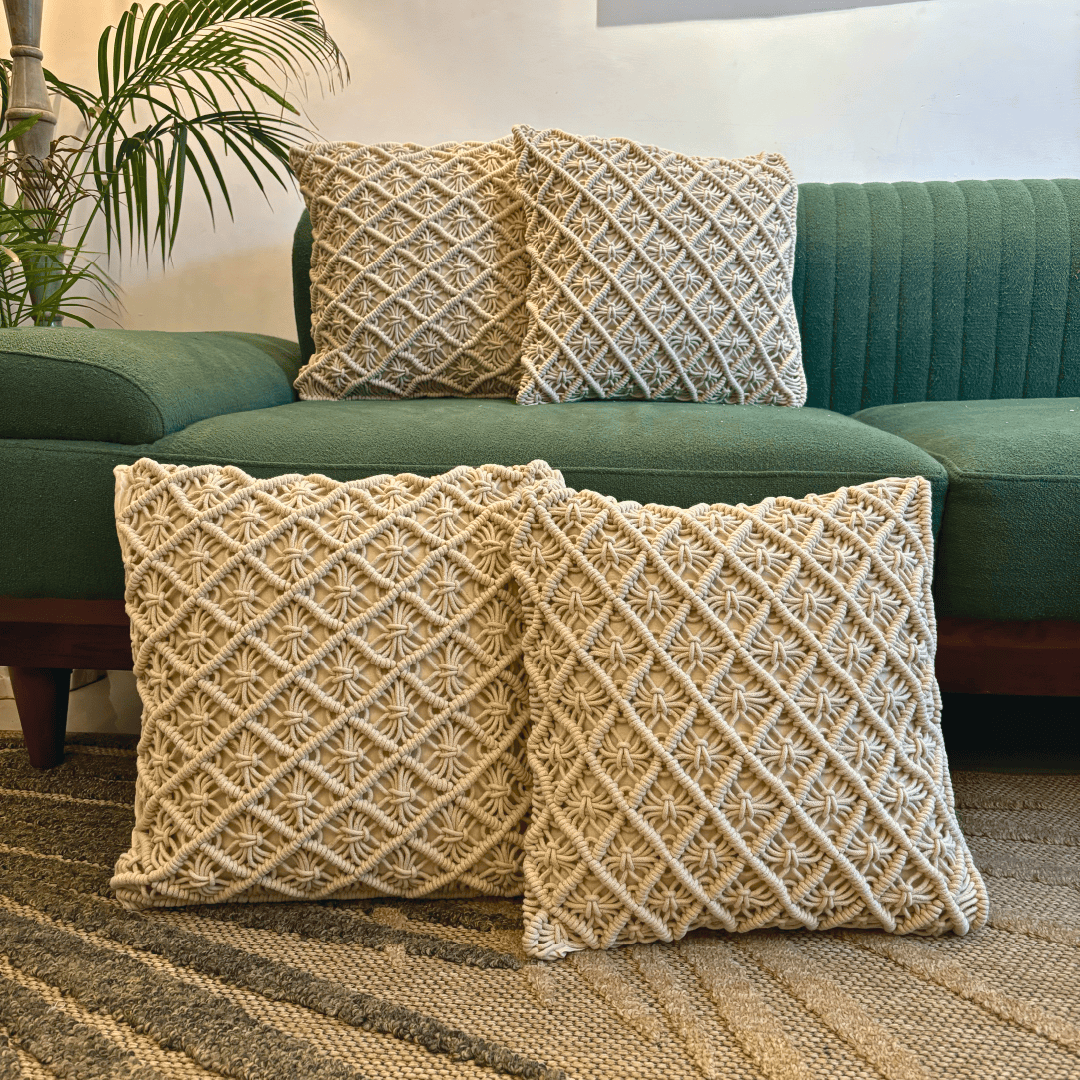 Macrame Starburst Tufted Cushion Cover