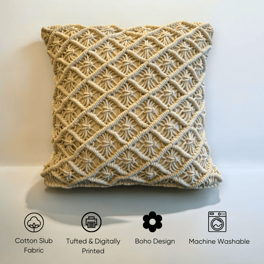 Macrame Starburst Tufted Cushion Cover