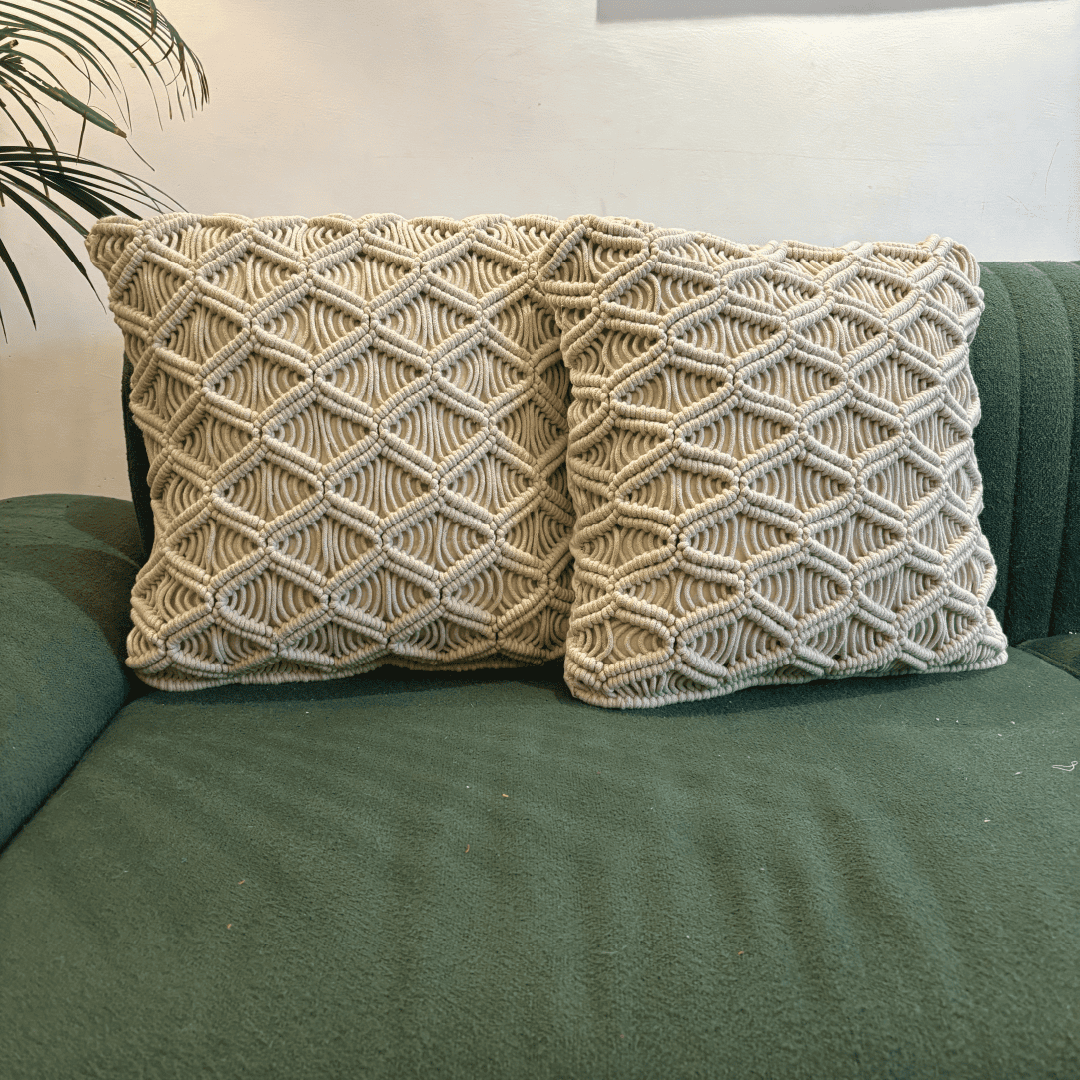 Macrame Weave Textured Tufted Cushion Cover