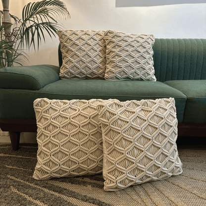 Macrame Weave Textured Tufted Cushion Cover