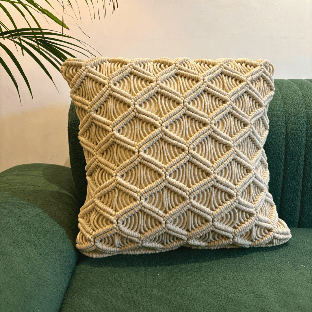 Macrame Weave Textured Tufted Cushion Cover