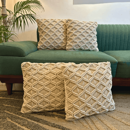 Macrame Weave Textured Tufted Cushion Cover