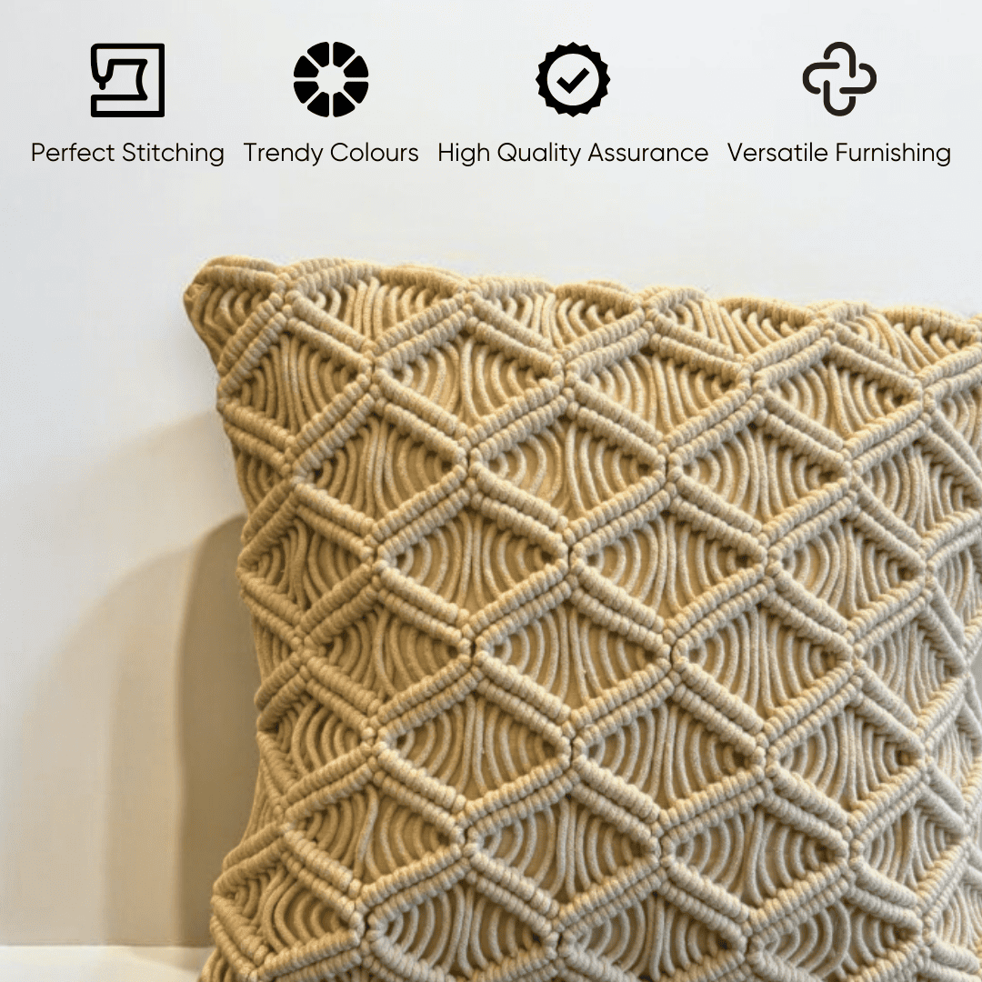 Macrame Weave Textured Tufted Cushion Cover