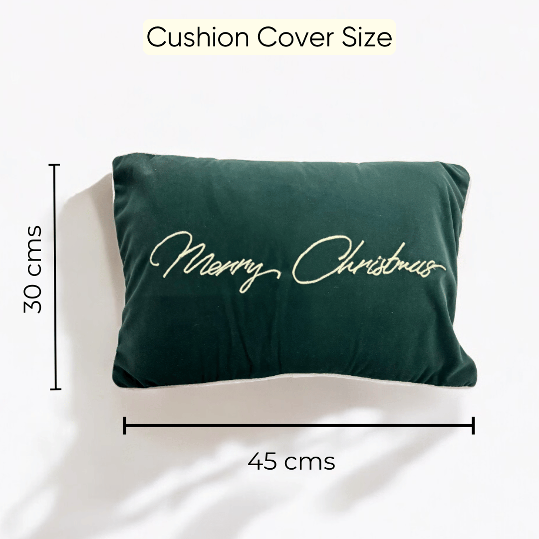 Merry Christmas Velvet Embroidered Cushion Cover