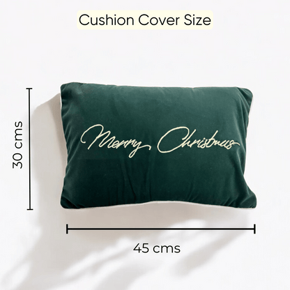 Merry Christmas Velvet Embroidered Cushion Cover